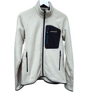 Mont Bell Fleece Jacket Mens Small Ivory Full Zip Hiking Skiing Outdoor